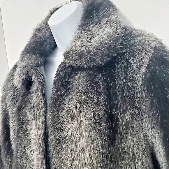 STYLE VI LTD- Vintage Faux Fur Coat- Smoke Black & White- Medium- RN49046 - Picture 8 of 13